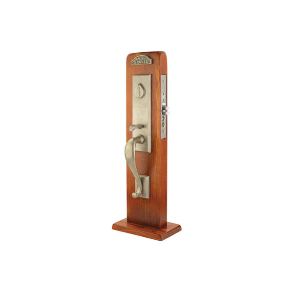 Emtek Hardware 3325, Sandcast Bronze Rectangular Monolithic Mortise Entryset Shown In White Tumbled Bronze