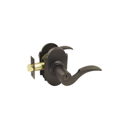 Emtek Hardware Keyed CortinaDoor Lever Shown With #8 Rosette in Oil Rubbed Bronze