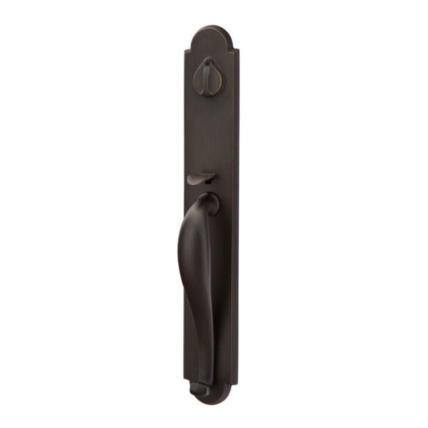 Emtek Hardware Sandcast Bronze Greeley Tubular Entryset Shown In Flat Black