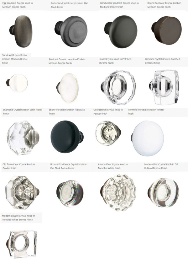 Emtek Sandcast Bronze Knob Choices