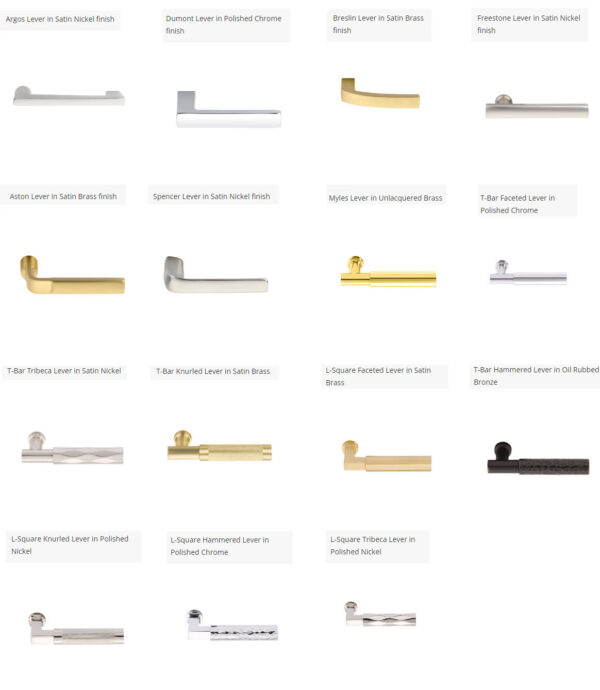 Emtek Hardware Brass Lever Choices