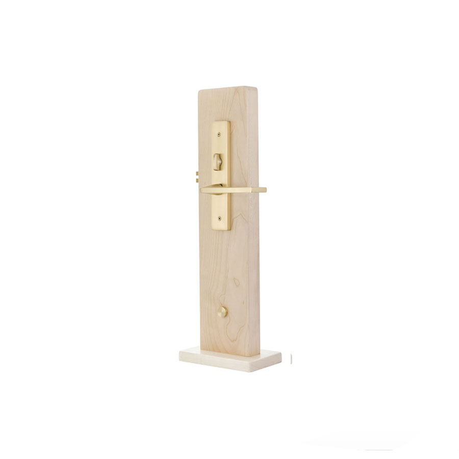 Emtek Brass Adelaide Mortise Entryset, Shown In Satin Brass (Interior View)