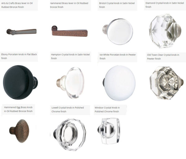 Emtek Arts & Crafts Knobs & Lever Choices For Mortise Entrysets