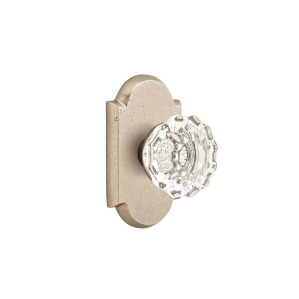 Emtek Hardware Bronze Astoria Crystal Clear Door Knob w/#1 Rosette, Shown In Tumbled White Bronze
