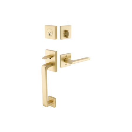 Emtek Hardware Baden Brass Tubular Entryset w/Helios Lever Shown In Satin Brass