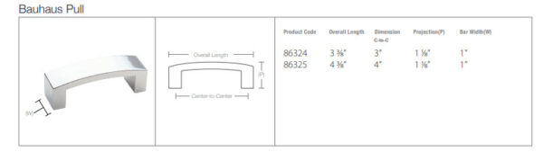 Emtek Hardware Bauhaus Cabinet Pull Tech Specs