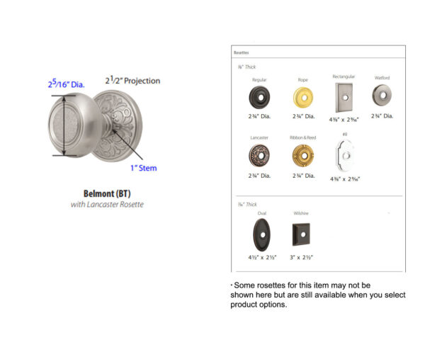 Emtek Belmont Door Knob Tech Specs