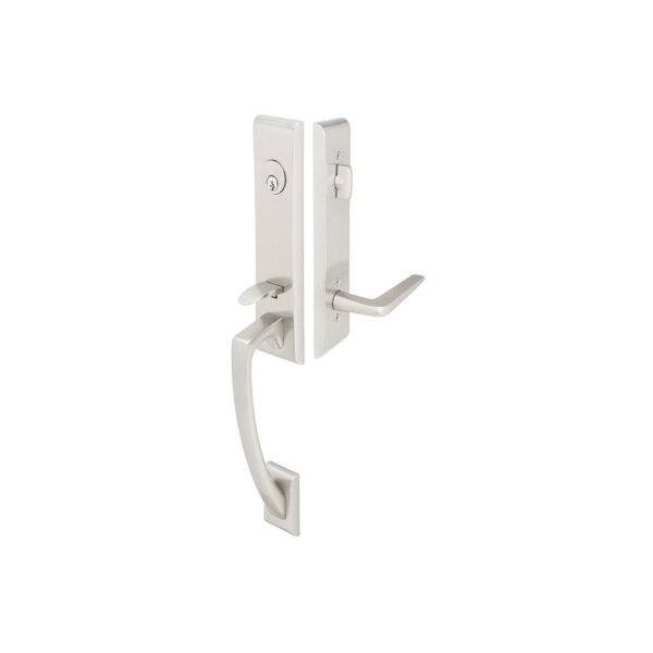 Emtek Hardware Apollo Brass Tubular Entryset w/Athena Lever Shown In Satin Nickel
