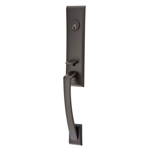 Emtek Hardware Apollo Brass Tubular Entryset Shown In Flat Black