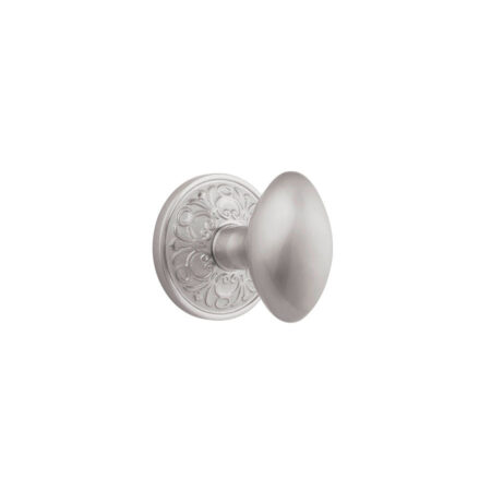 Emtek Hardware Brass Egg Door Knob w/Lancaster Rosette, Shown In Satin Nickel