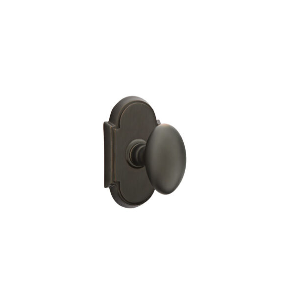 Emtek Hardware Brass Egg Door Knob w/#8 Rosette, Shown In Oil Rubbed Bronze