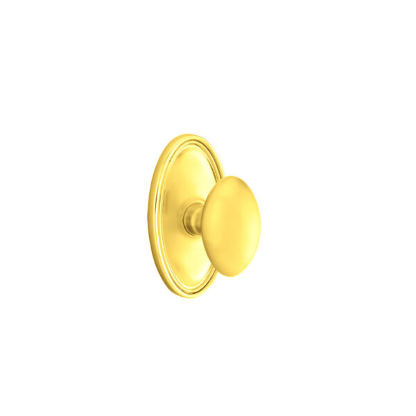 Emtek Hardware Brass Egg Door Knob w/Oval Rosette, Shown In Polished Brass Lifetime