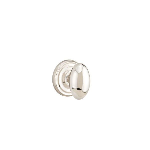 Emtek Hardware Brass Egg Door Knob w/Regular Rosette, Shown In Polished Nickel