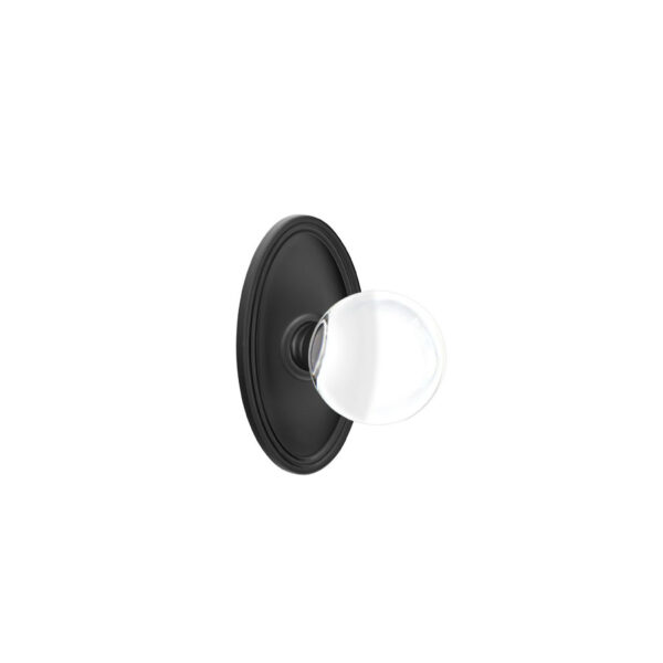 Emtek Hardware Bristol Crystal Door Knob w/Oval Rosette, Shown In Flat Black