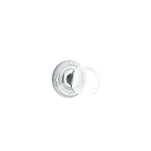 Emtek Hardware Bristol Crystal Door Knob w/Ribbon & Reed Rosette, Shown In Polished Chrome