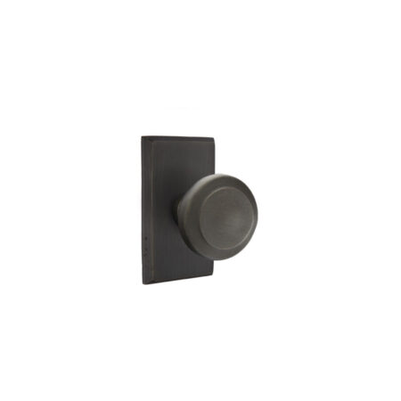 Emtek Hardware Sandcast Bronze Butte Door Knob w/#3 Rosette, Shown In Flat Black Bronze