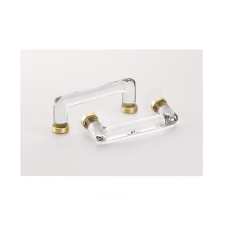 Emtek Hardware 86725, Crystal Cabinet Pulls, 4" C-C, Shown In Satin Brass & Unlacquered Brass Base Finishes