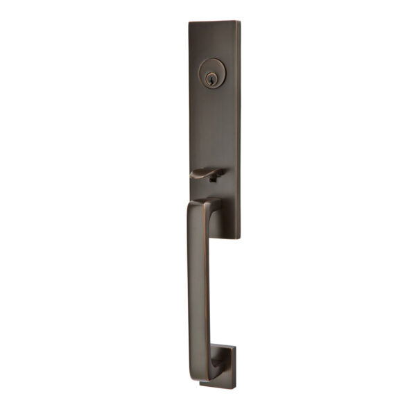 Emtek Hardware Davos Brass Tubular Entryset Shown In Oil Rubbed Bronze