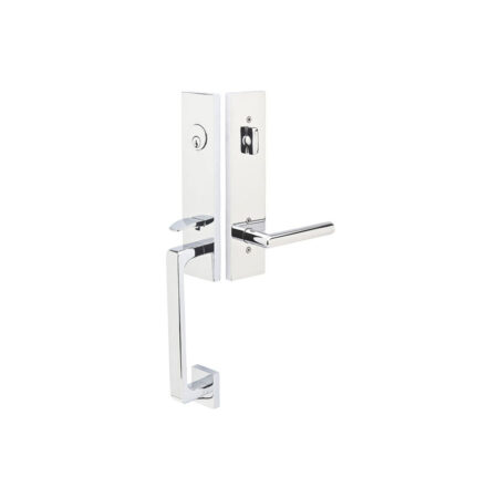 Emtek Hardware Davos Brass Tubular Entryset w/Stuttgart Lever Shown In Polished Chrome