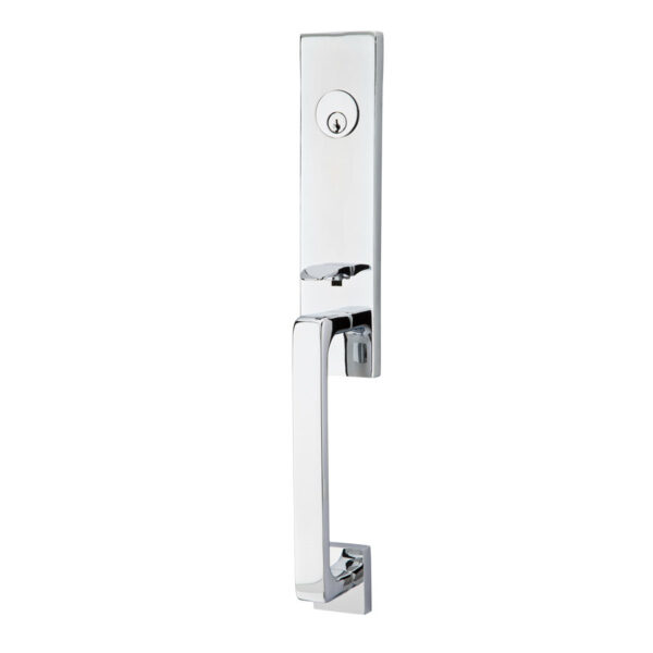 Emtek Hardware Davos Brass Tubular Entryset Shown In Polished Chrome