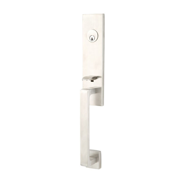 Emtek Hardware Davos Brass Tubular Entryset Shown In Polished Nickel Lifetime