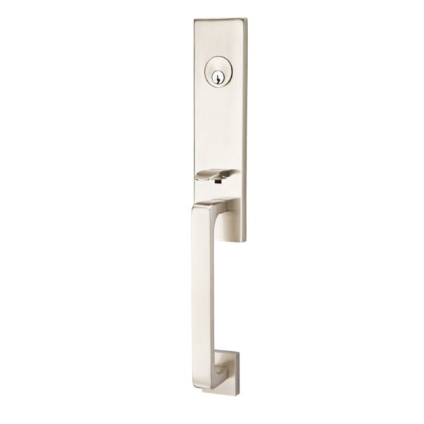 Emtek Hardware Davos Brass Tubular Entryset Shown In Satin Nickel