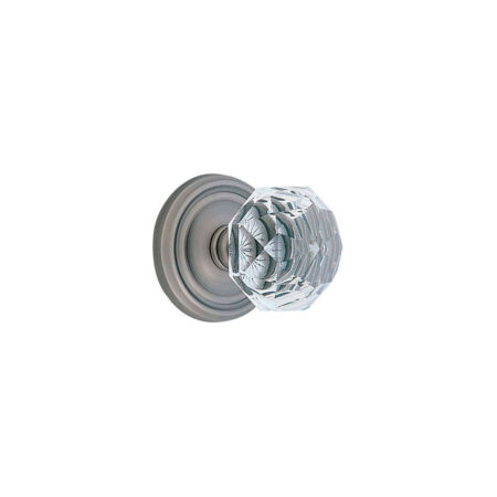 Emtek Hardware Diamond Crystal Clear Door Knob w/Regular Rosette, Shown In Pewter