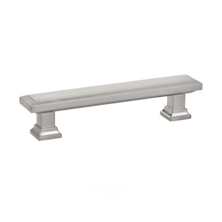 Emtek Geometric Rectangular Cabinet Pull, Shown In Satin Nickel