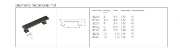 Emtek Hardware 86299, Geometric Rectangular Cabinet Pull, 3" C-C, Shown In Oil Rubbed Bronze - Image 9