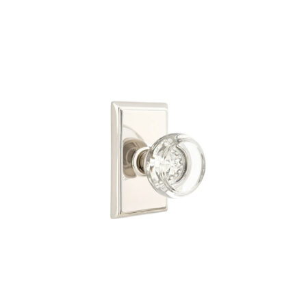 Emtek Hardware Georgetown Crystal Door Knob w/Rectangular Rosette, Shown In Polished Nickel