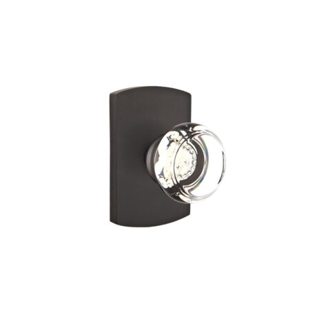 Emtek Hardware Sandcast Bronze Georgetown Crystal Door Knob w/#4 Rosette, Shown In Flat Black Bronze