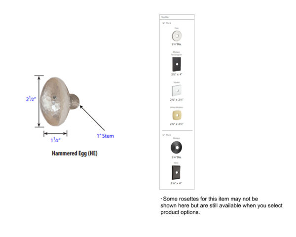 Emtek Hammered Egg Door Knob Tech Specs