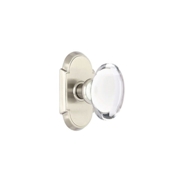Emtek Hardware Hampton Crystal Door Knob w/#8 Rosette, Shown In Satin Nickel