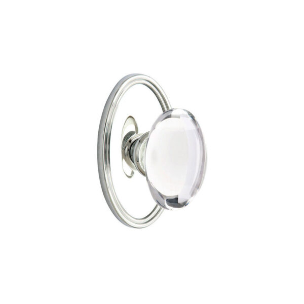 Emtek Hardware Hampton Crystal Door Knob w/Oval Rosette, Shown In Polished Chrome