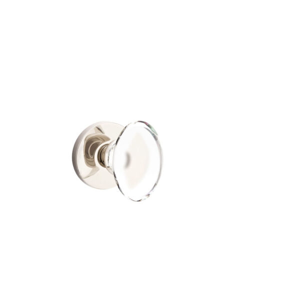 Emtek Hampton Crystal Door Knob Modern w/Disc Rosette, Shown In Polished Nickel