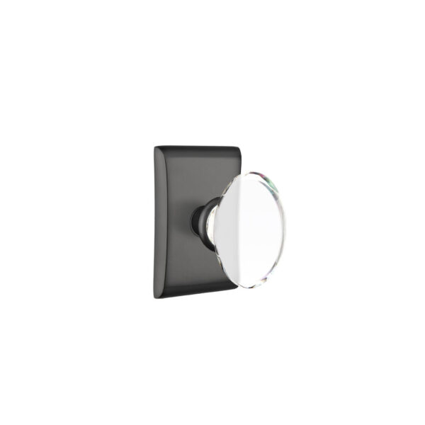 Emtek Hampton Crystal Door Knob Modern w/Neos Rosette, Shown In Flat Black