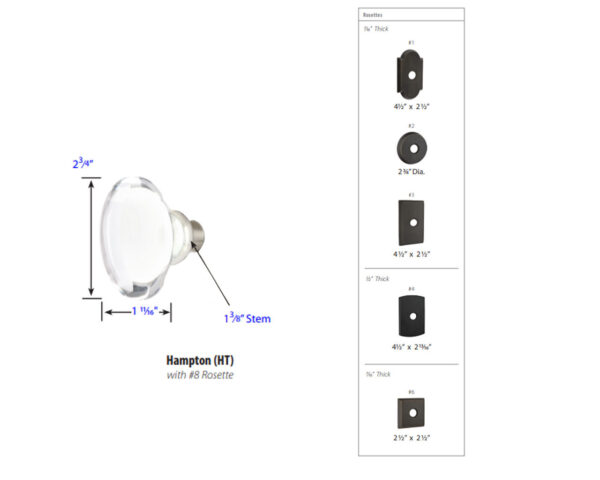 Emtek Hampton Crystal Sandcast Bronze Door Knob Tech Specs