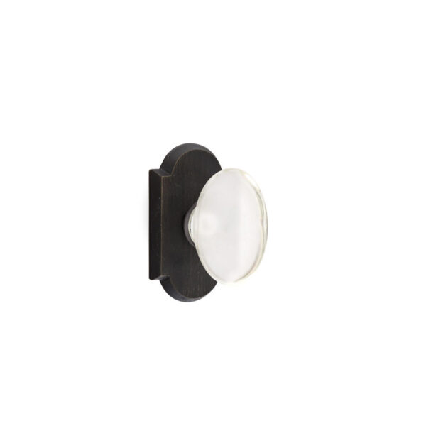 Emtek Hardware Sandcast Bronze Hampton Crystal Door Knob w/#1 Rosette, Shown In Medium Bronze