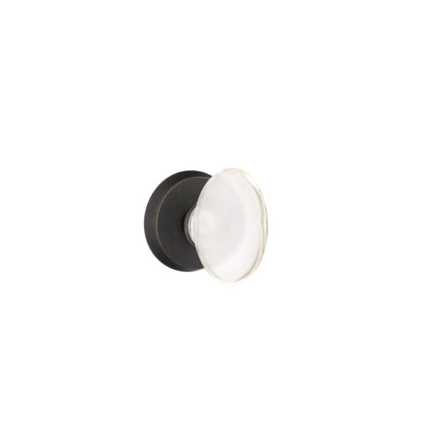 Emtek Hardware Sandcast Bronze Hampton Crystal Door Knob w/#2 Rosette, Shown In Medium Bronze
