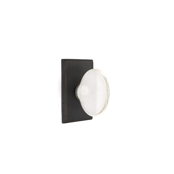 Emtek Hardware Sandcast Bronze Hampton Crystal Door Knob w/#4 Rosette, Shown In Medium Bronze