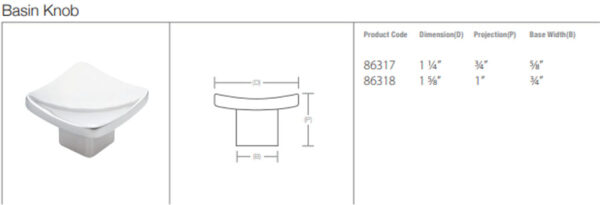 Emtek Hardware 86317 Tech Specs - Basin Cabinet Knob