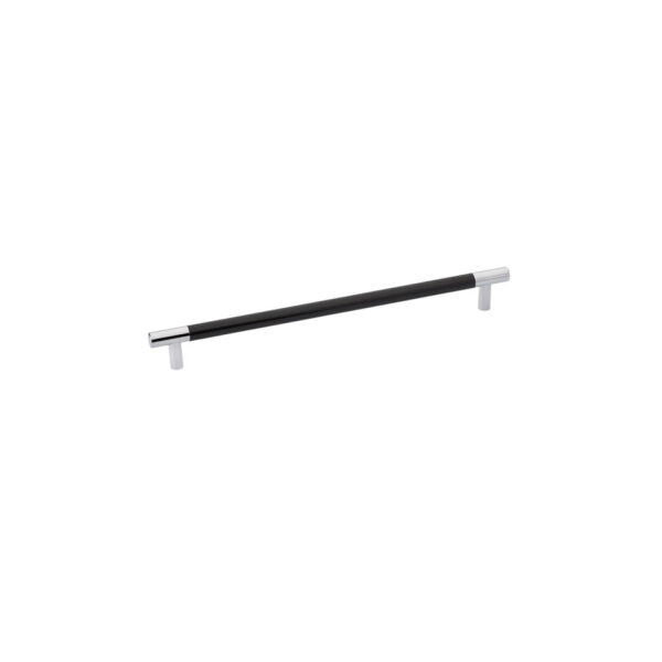 Emtek Carbon Fiber Black Cabinet Bar Pull, Polished Chrome