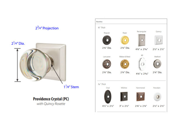 Emtek Hardware Providence Crystal Door Knob Tech Specs