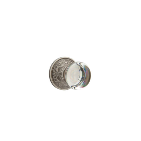 Emtek Hardware Providence Crystal Door Knob w/Lancaster Rosette, Shown In Pewter