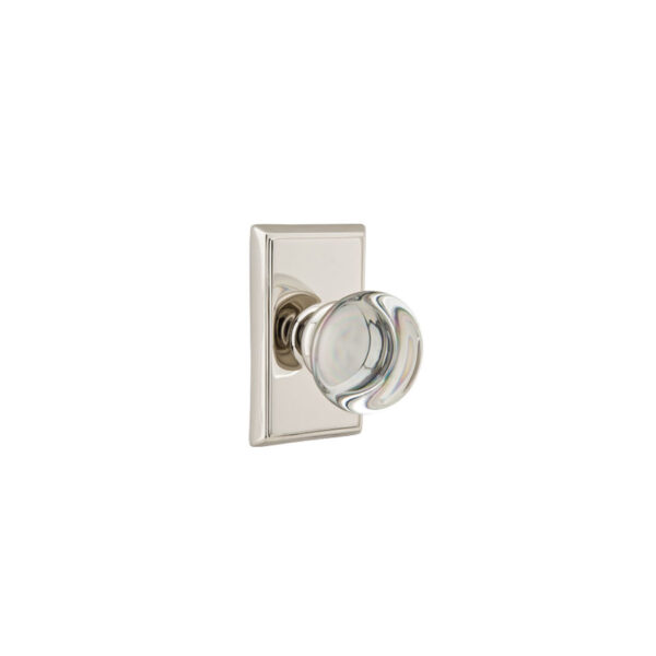 Emtek Hardware Providence Crystal Door Knob w/Rectangular Rosette, Shown In Polished Nickel