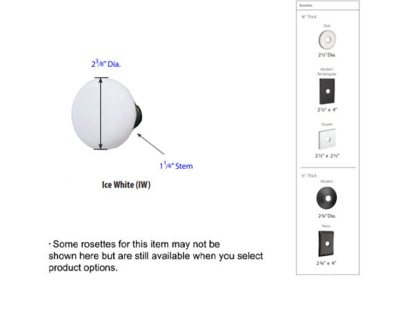 Emtek Ice White Modern Door Knob Tech Specs