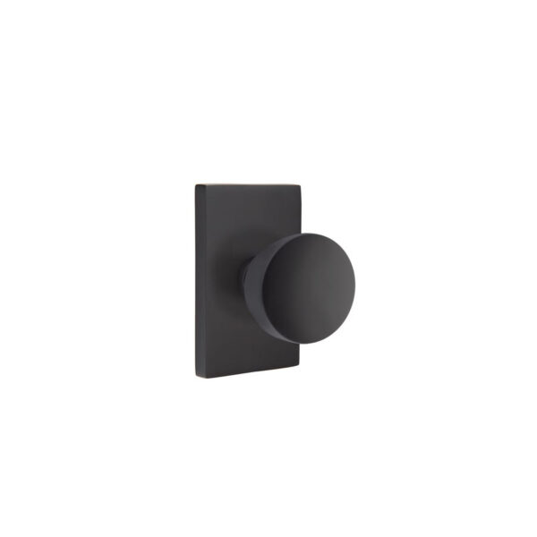 Emtek Laurent Door Knob w/Modern Rectangular Rosette, Shown In Oil Rubbed Bronze