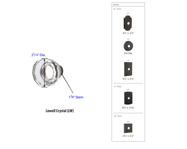 Emtek Lowell Crystal Sandcast Bronze Door Knob Tech Specs