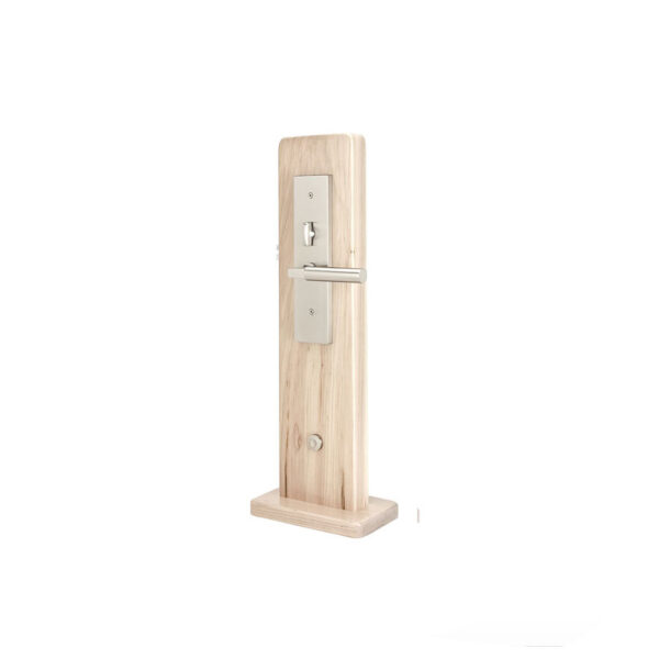 Emtek Brass Lugano Mortise Entryset, Shown In Satin Nickel w/Hercules Lever (Interior View)