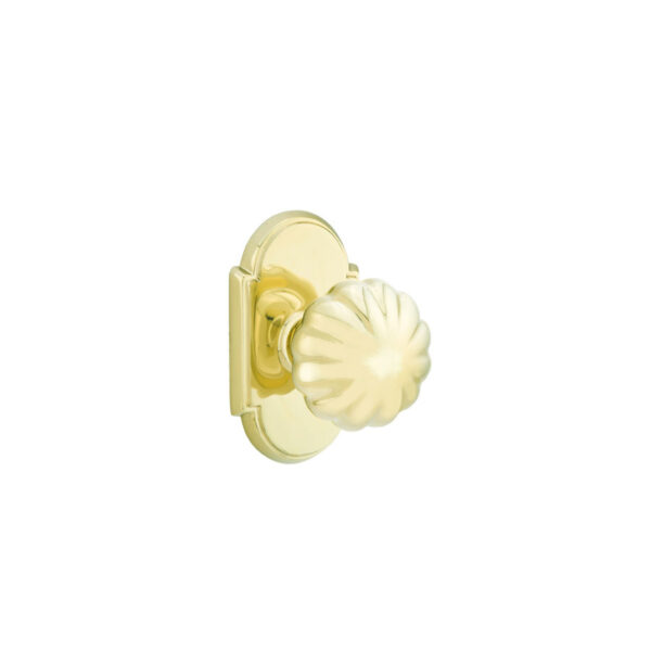 Emtek Hardware Melon Door Knob w/#8 Rosette, Shown In Polished Brass Lifetime